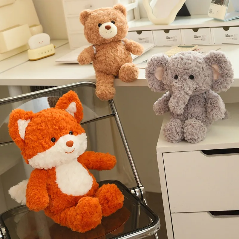 

Plush Doll Cute Fox Elephant Bear Plush Toy Hugging Doll Kawaii Cartoon Stuffed Animal Body Pillow Room Decorative Birthday Gift