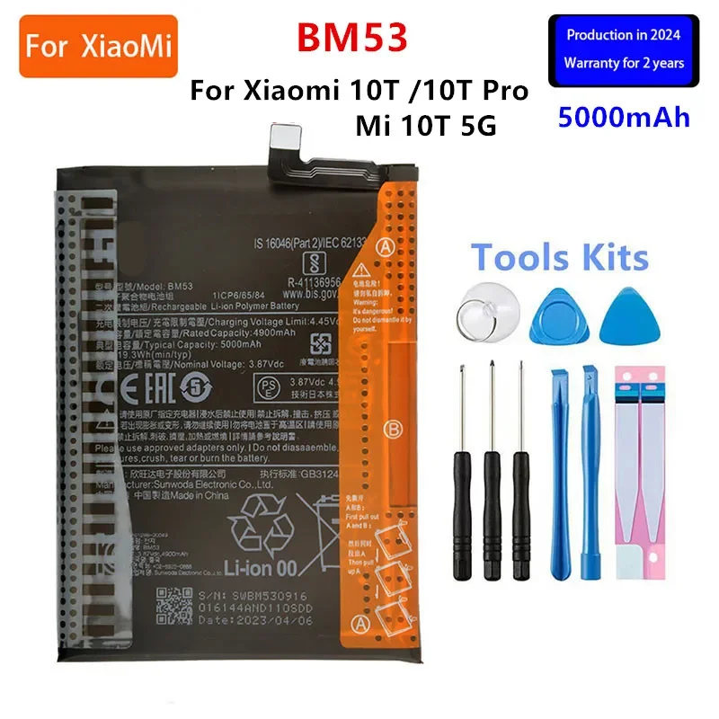 

Brand New BM53 5000mAh Battery For Xiaomi 10T/10T Pro/ Mi 10T 5G Phone Replacement Batteries+Tools