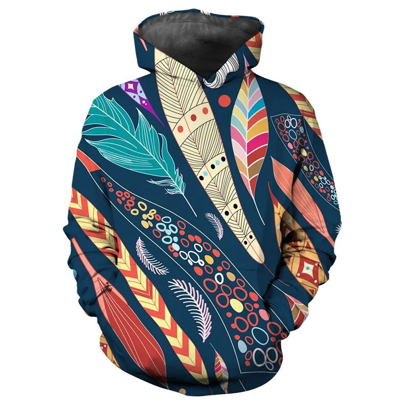 Hot Sale 3D Print Art Feather Hoodie Men Women Fashion Casual Long Sleeve Pullover Sweatshirts Harajuku Streetwear Hoodies Tops