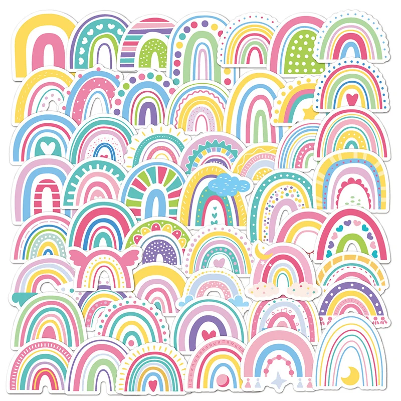 ชุดสติกเกอร์รูปสายรุ้ง สติกเกอร์การ์ตูนงานปาร์ตี้วันเกิด สติกเกอร์ติดแก้วน้ำ