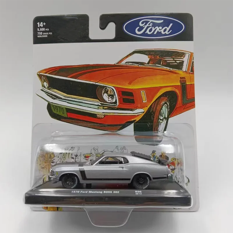 

M2 Machines, литье под давлением, масштаб 1:64, 1970 Ford Mustang BOSS 302, имитация легкосплавного автомобиля, классическая коллекция, демонстрационная игрушка в подарок