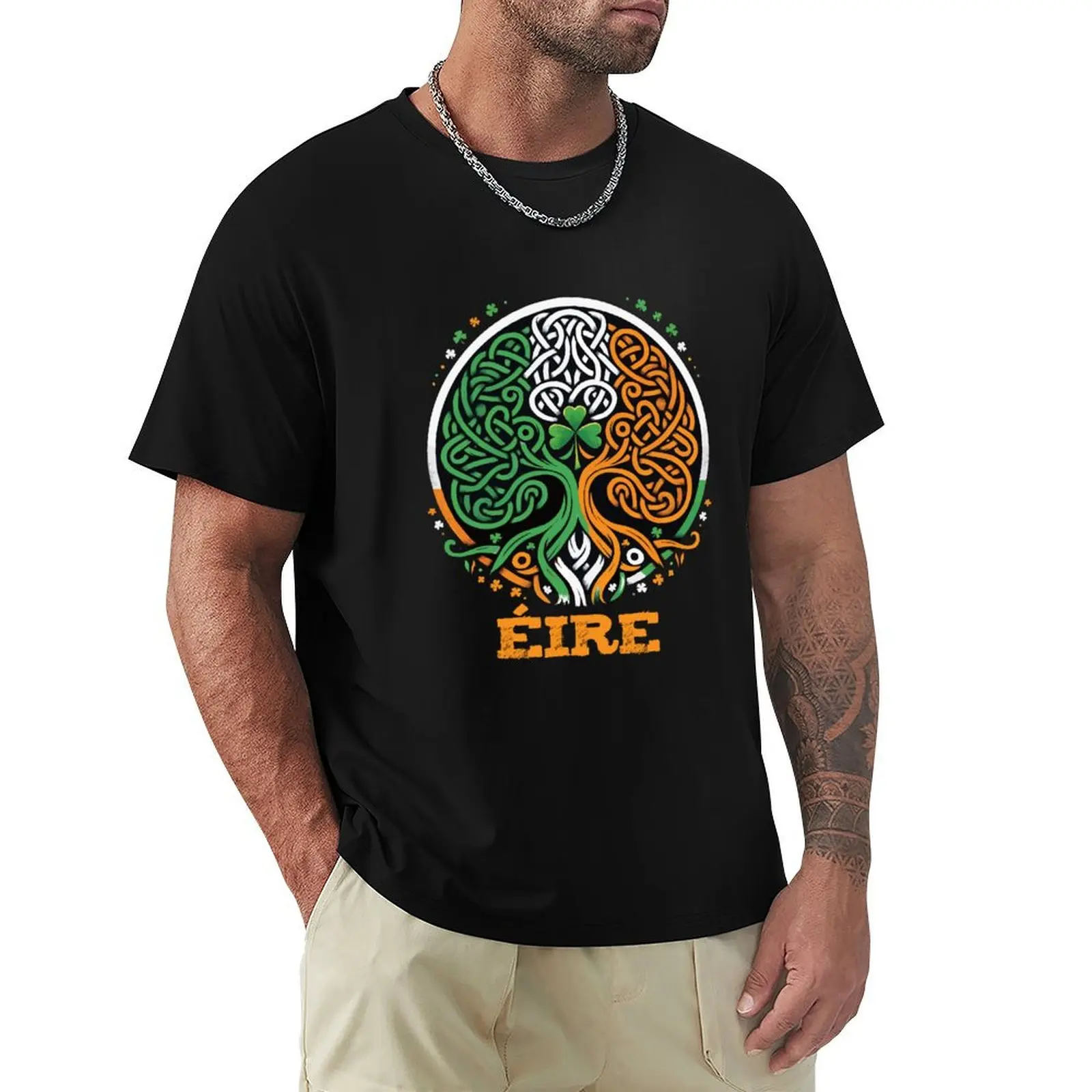 Eire Gaelic Tree of Life s Celtic Art s Irish Shamrock T-Shirt Basic Tee Shirt for Everyday Outfit