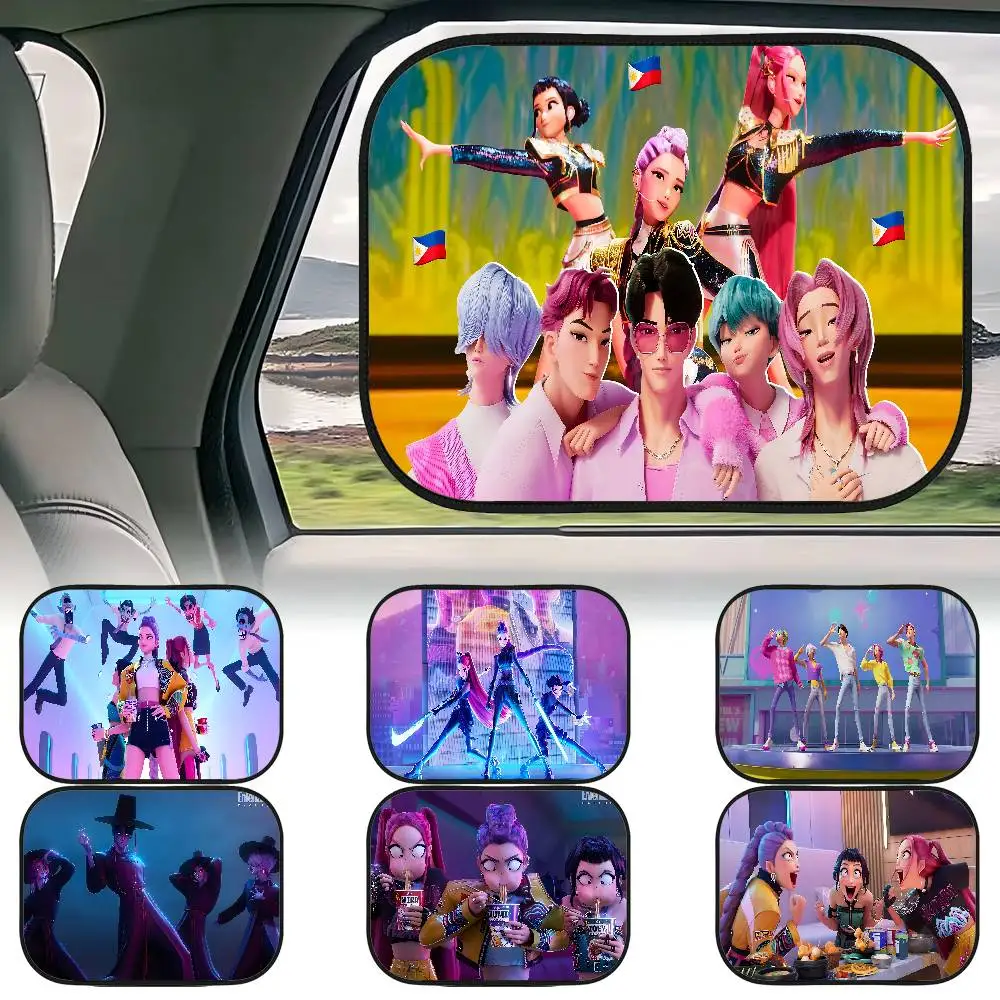 

KPop Demon Hunters Side Window Sun Shade For Car Electrostatic Curtains Anti-Glare Car Sun Protection Cover 99.9% UVR Blocking