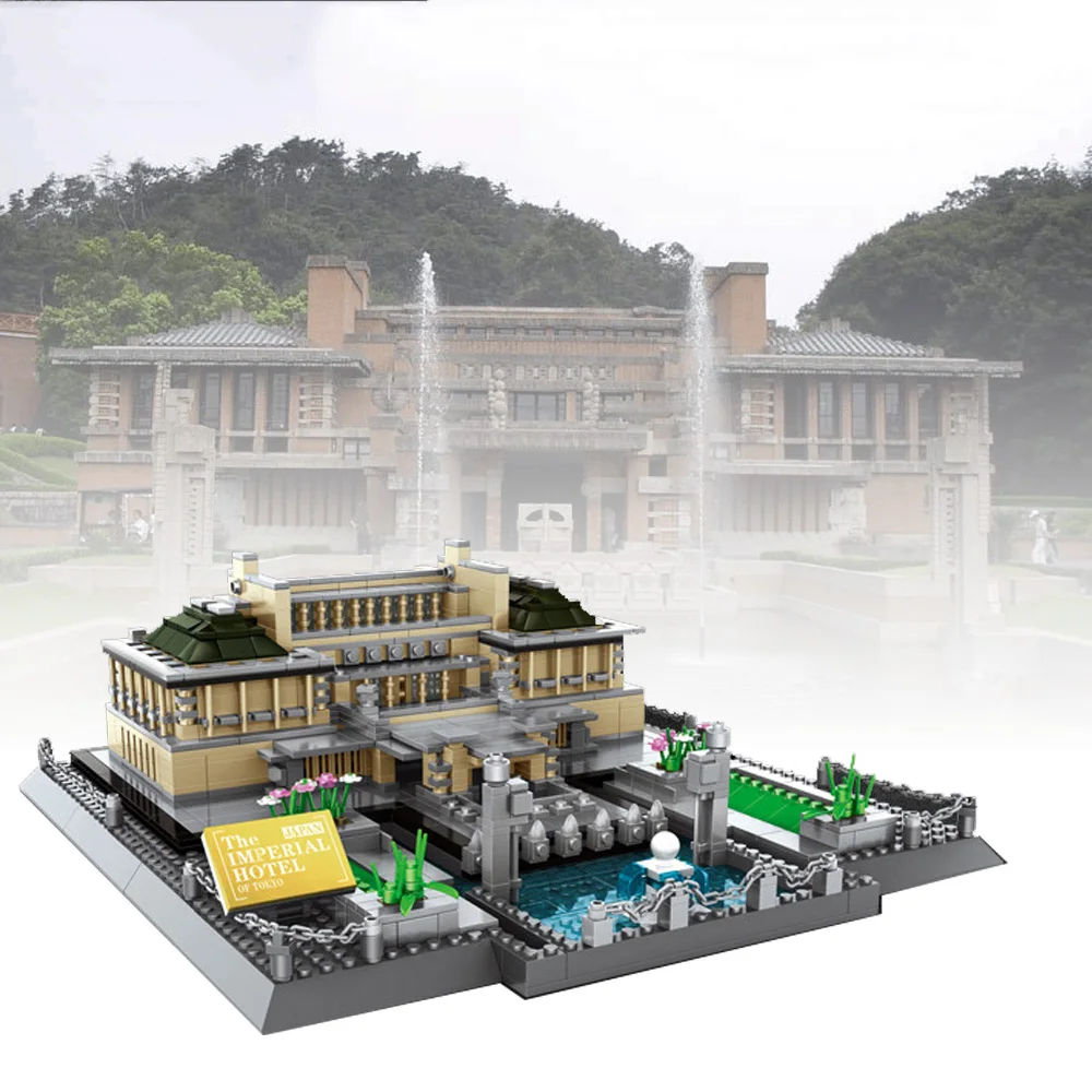日本東京の有名なランドマーク建築物ビルディングブロック帝国ホテルクリエイティブブリック教育玩具コレクションギフト用