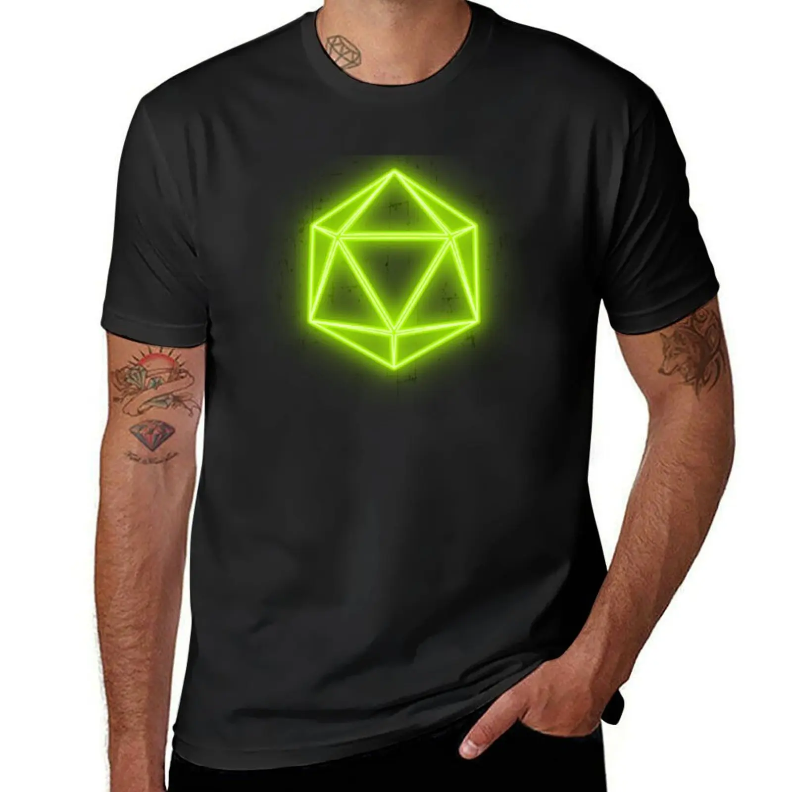 

Neon Green D20 T-Shirt shirts graphic summer clothes funny costumes big and tall t shirts for men