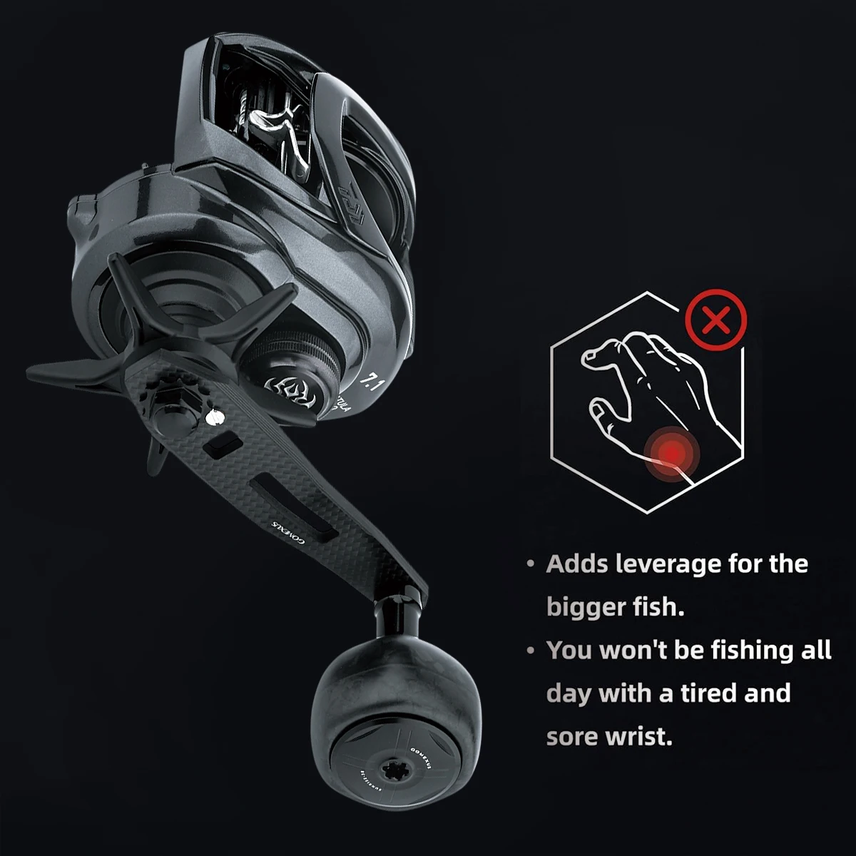 GOMEXUS Power Handle for Shimano Cardiff Curado Calcutta Conquest Tranx Daiwa Zillion Lexa Okuma Komodo Baitcasting Reel 75mm