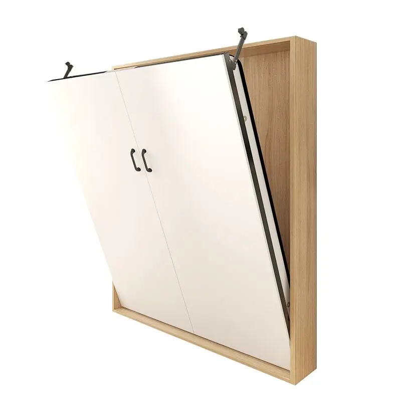 Invisible bed wall-mounted folding bed, solid wood rollover bed, multi-functional wall bed wardrobe integrated