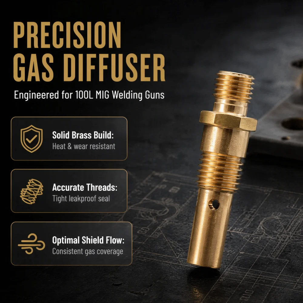 Brass MIG Welding Gun Gas Diffuser M9x1.25 Threading 35-50 Size MIG Welding Gas Diffuser Gas Diffuser For Welding Gun