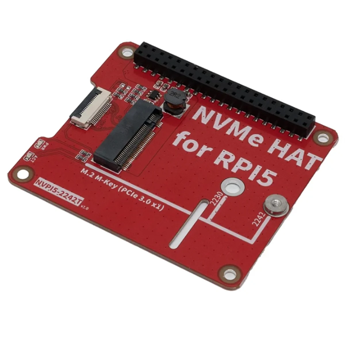 NVPI5 2242T M.2 NVMe HAT SSD 2280 PIP PCIe Placa periférica para Raspberry Pi 5 Adaptador de extensão