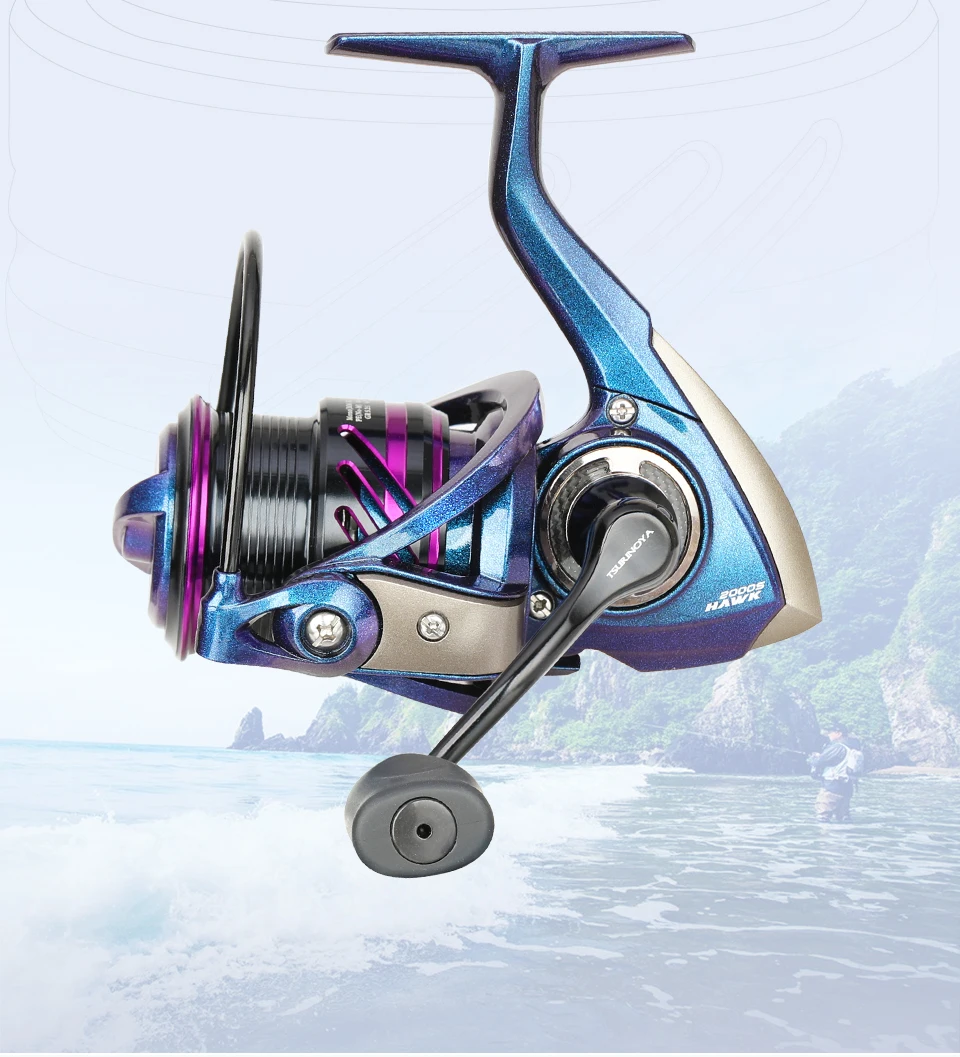 TSURINOYA Spinning Angelrolle HAWK 2000S 2500S 3000S Flache Spule Weitwurfrad 5,2:1 7kg Max Power Pike Bass Egi Rolle – Detail 8