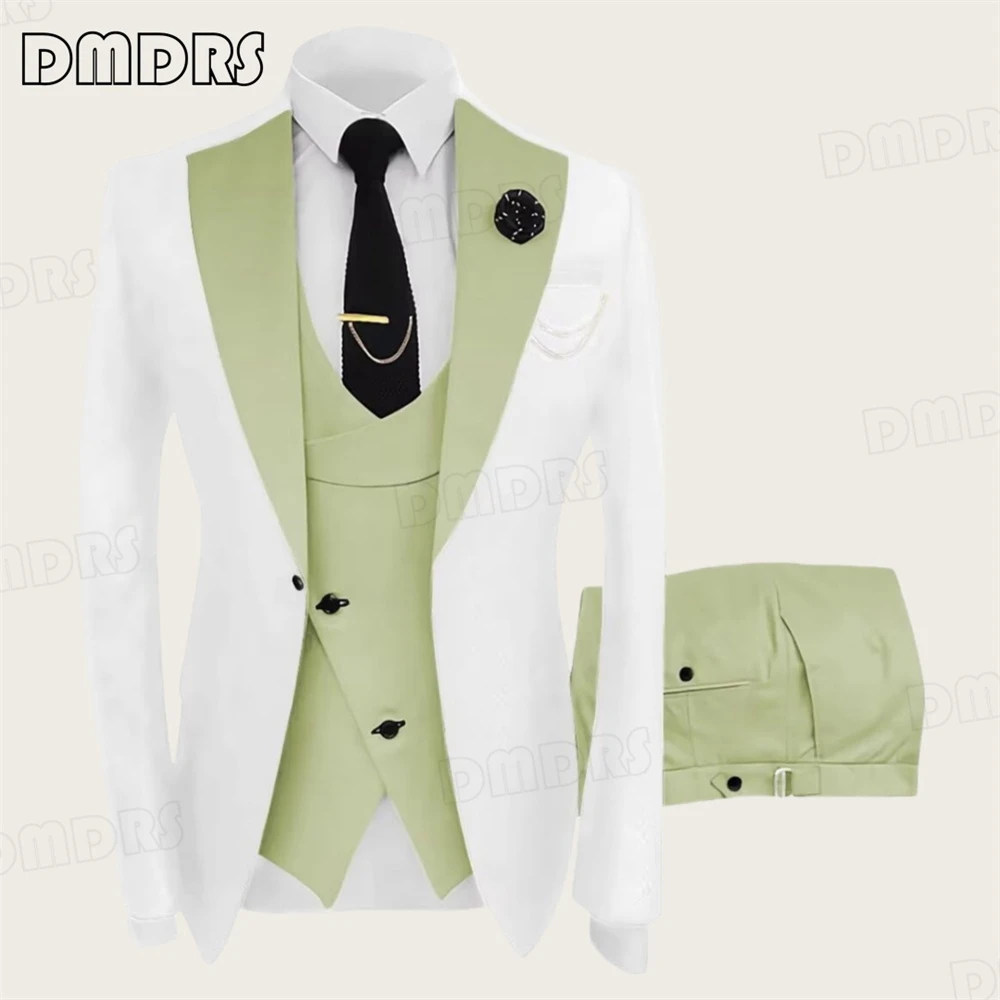 Slim Fitting Men's 3-Piece Suit Set, One Button Notched Blazer, Vest Pants Plus Size Suits High Quality Wedding Suit for Men