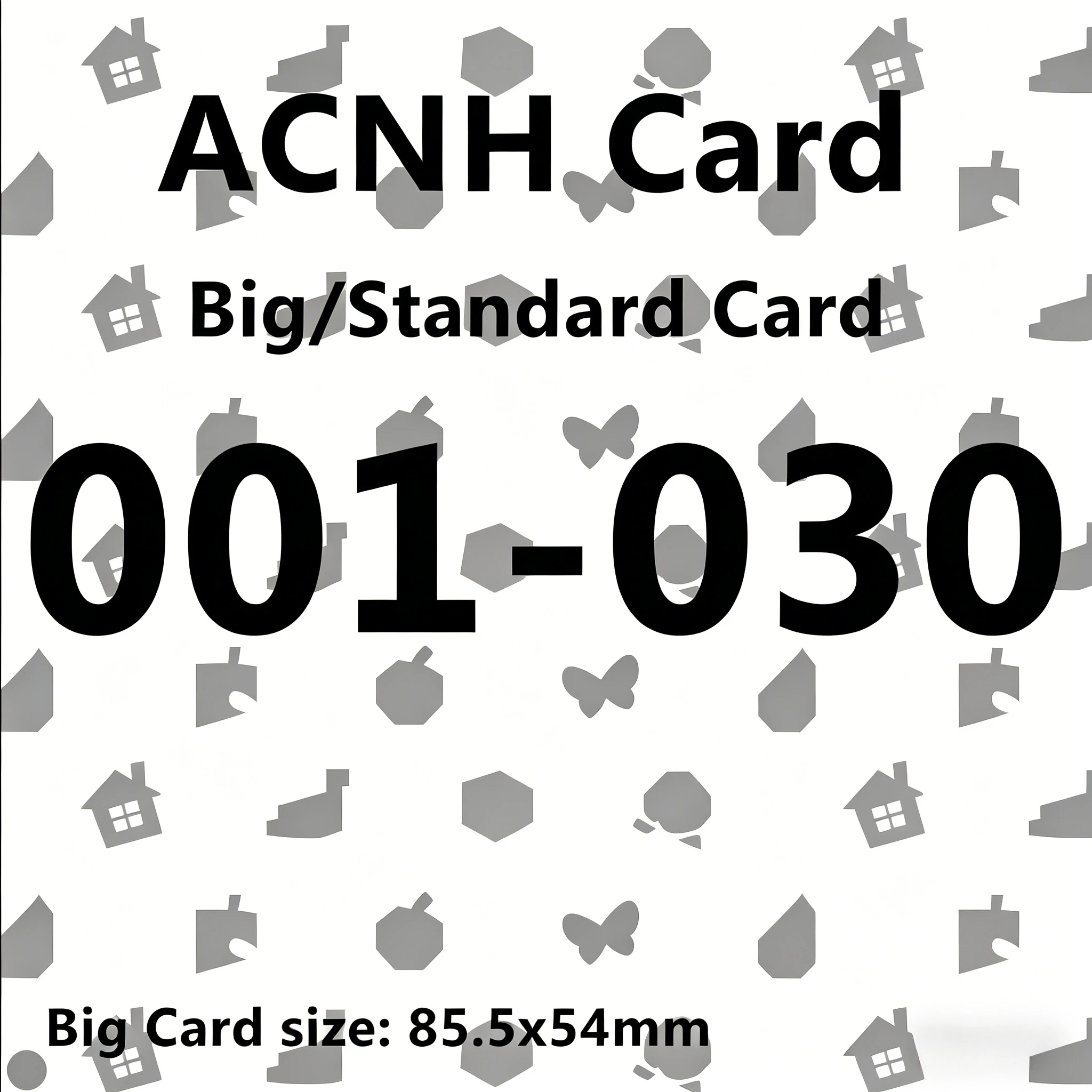 ACNH Card NFC Induction Game Cards 001-030 High Clarity Pattern Sturdy Material for Daily Gaming and Recreation 85.5x54mm