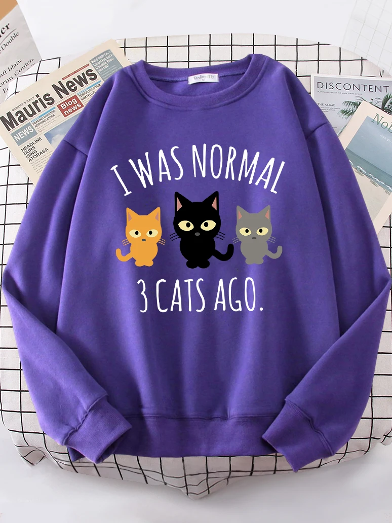 I Was Normal 3 Cats Ago Print Women\'s Hoody Fashion S-XXL Hoodies High Quality Hoodie Oversize Loose Casual Female Sportswear