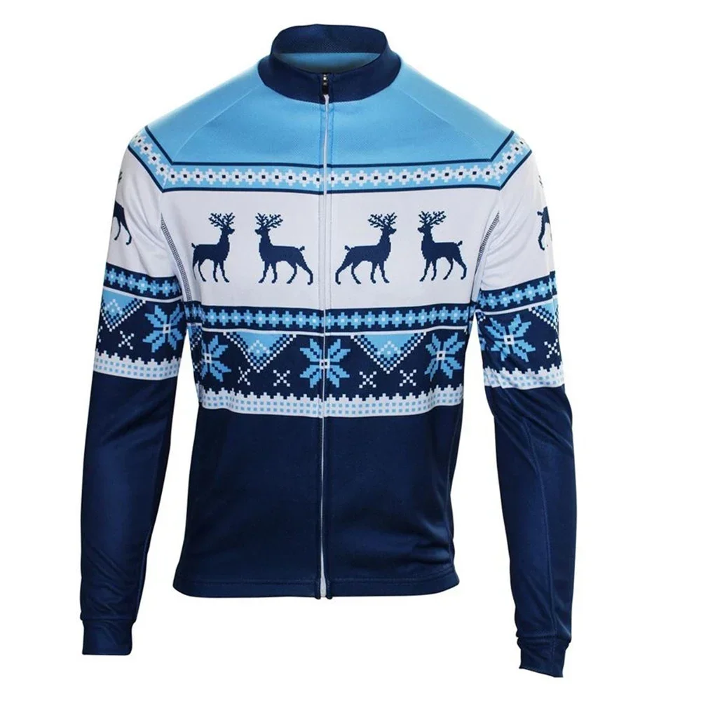 Christmas Theme Winter long sleeves Jerseys Fleece mans cycling clothing MTB Mountain Bike jersey wear maillot ciclismo hombre