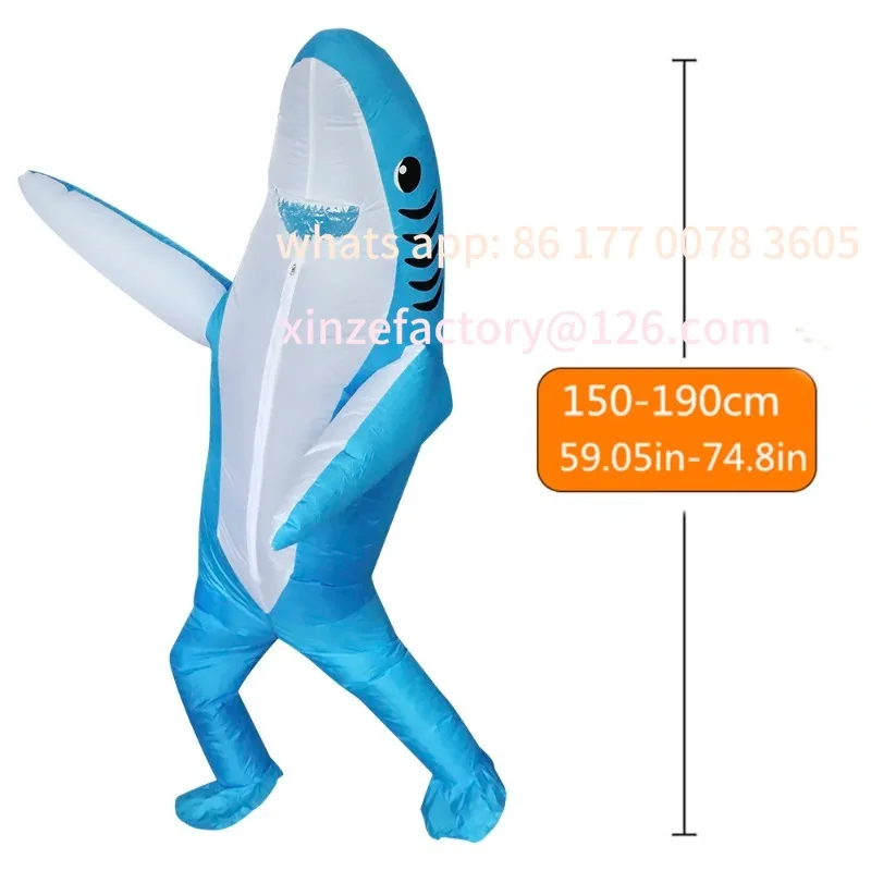 

Customizable , Halloween Christmas Play Inflatable Costume Props2 Sizes, Cute Unique Standing Shark Design Inflatable Suit