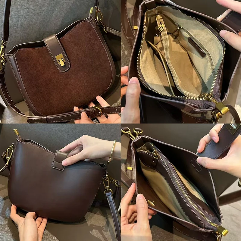 Women‘s Cowhide Genuine Leather Shoulder Bag Ladies Soft Cow Real Leather Handbag Female Fashion Luxury Design Crossbody Bags image 6
