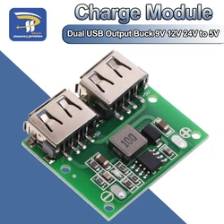 9V 12V 24V to 5V DC-DC Step Down Charger Power Module Dual USB Output Buck Voltage Board 3A Car Charge Charging Regulator 6-26V