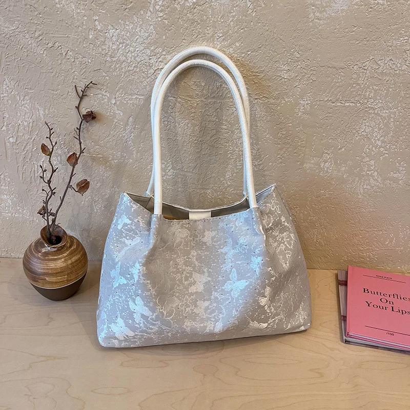 Casual Simple Butterfly Shoulder Bags for Women Large Capacity Ladies Tote Bag Cute Lightweight Portable College Girls Handbags