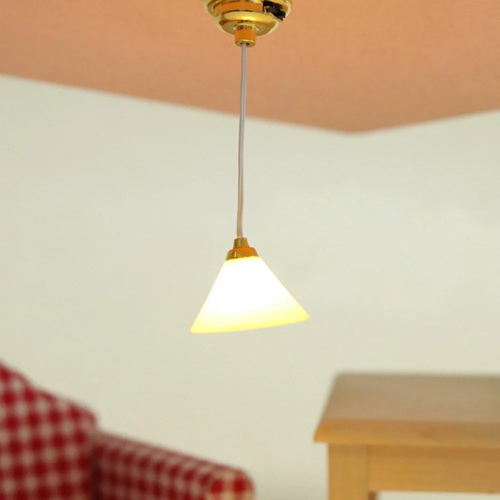New 1:12 Dollhouse Colored Glass Lamp Mini DIY Miniature LED Golden Light 10 Styles Ceiling Lamp Chandelier House Accessories