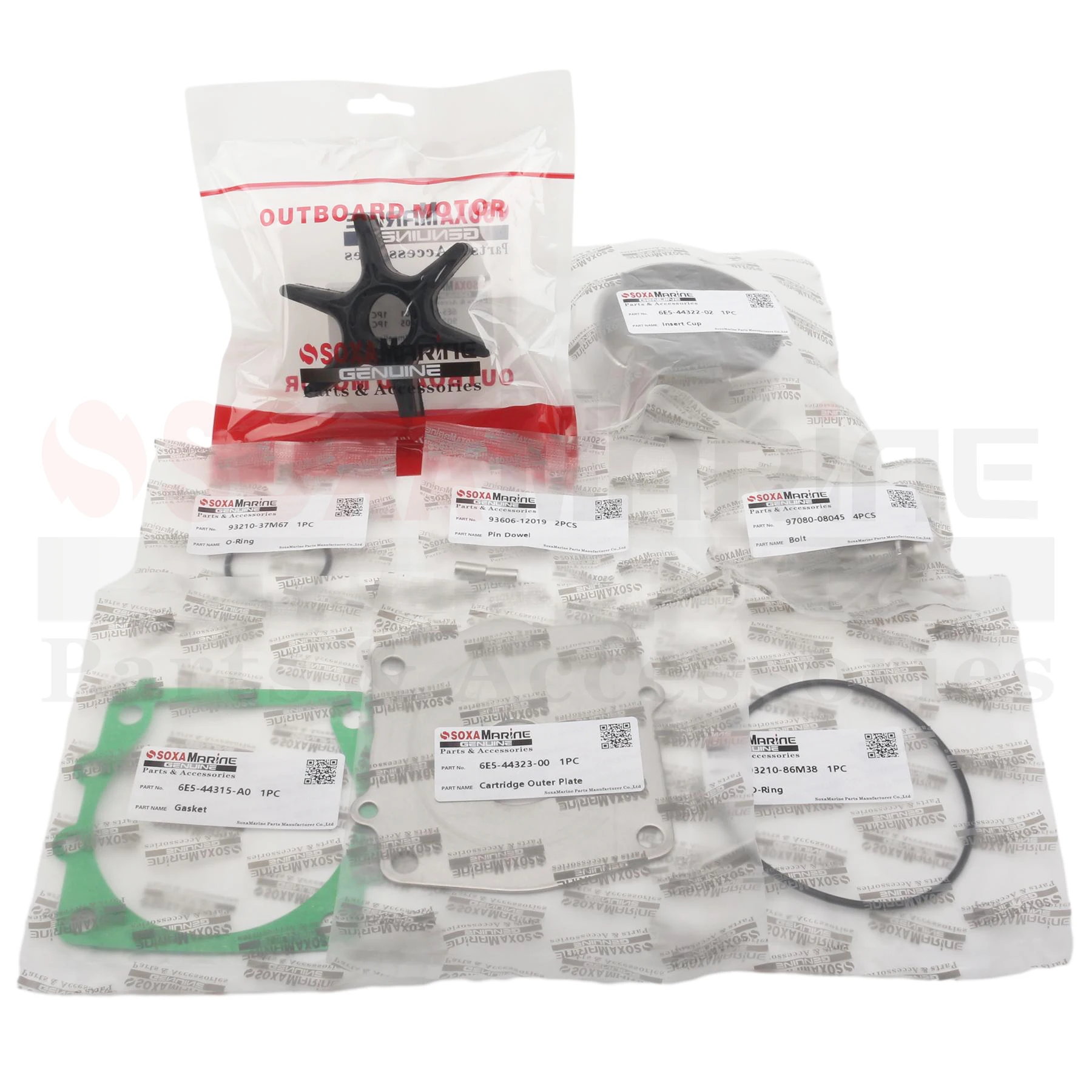Kit de reconstrucción de impulsor de bomba de agua 6E5-W0078-00 compatible con motores fueraborda marinos Yamaha 115HP C115 130HP L130 de 2 tiempos 18-3372
