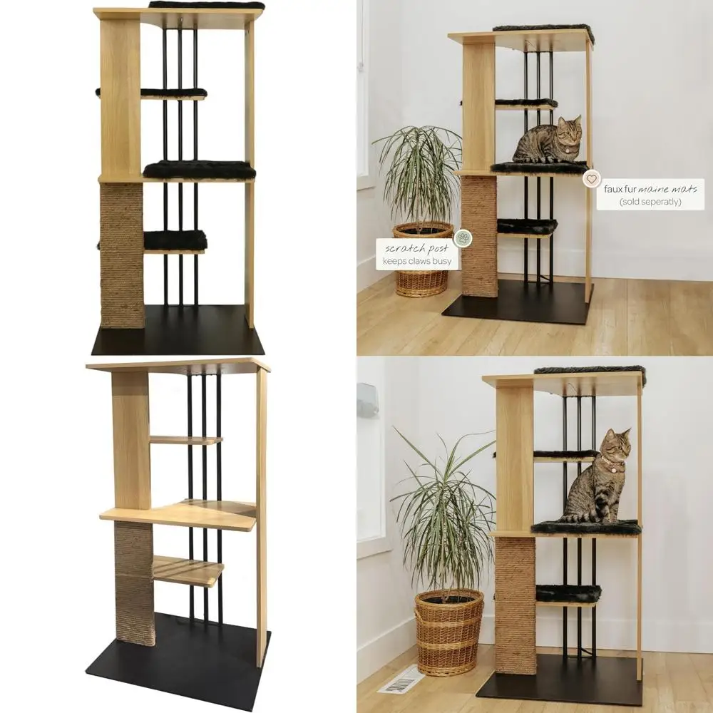 

Роскошное кошачье дерево с когтеточкой, светодиодной подсветкой, несколькими платформами, изысканное дерево, сизалевая веревка для кошек и собак