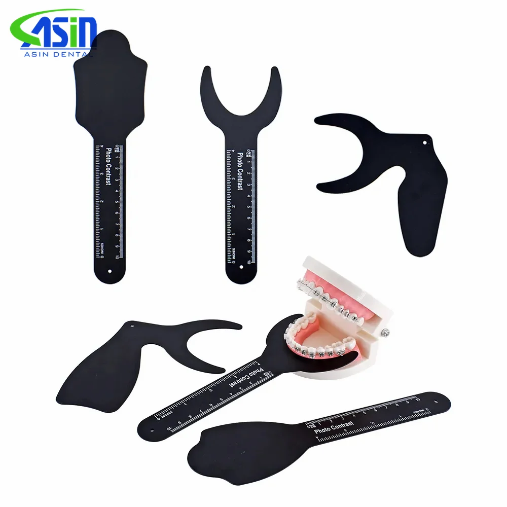 Dental Orthodontic Black Background Board Photo Image Contrast Oral Cheek Plate with Scale Mark Autoclavable Tools