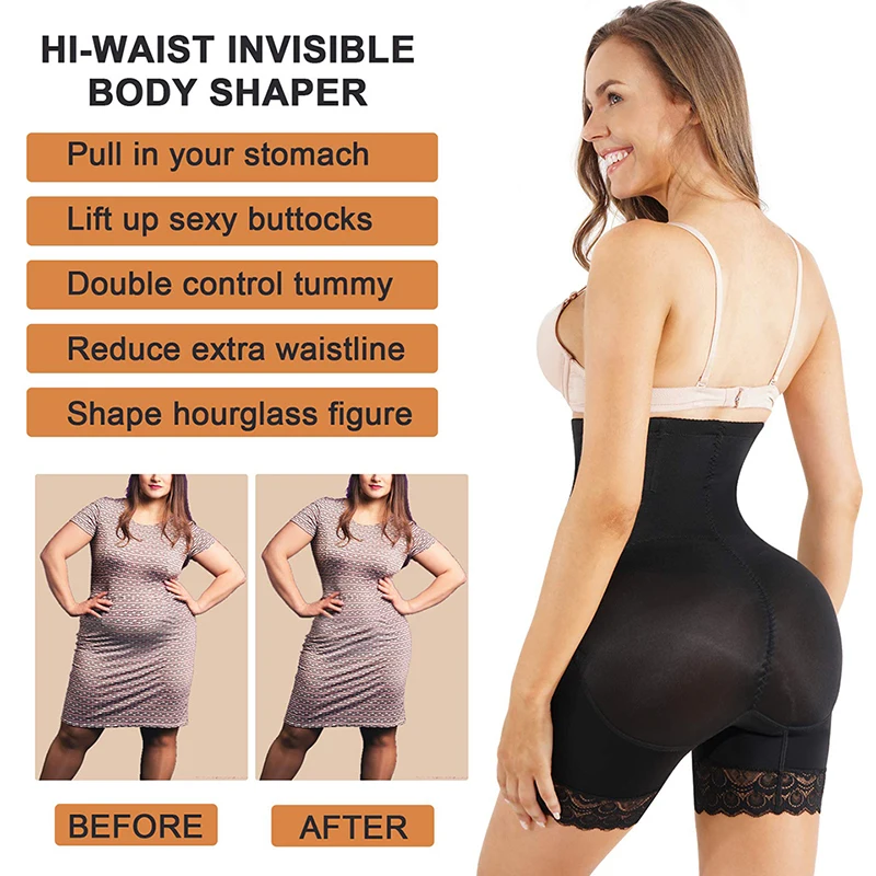 Seamless Slimming Shorts for Women Lace Shapewear High Waist Underpants Soft Compression Underwear Tummy Control Butt Lifter