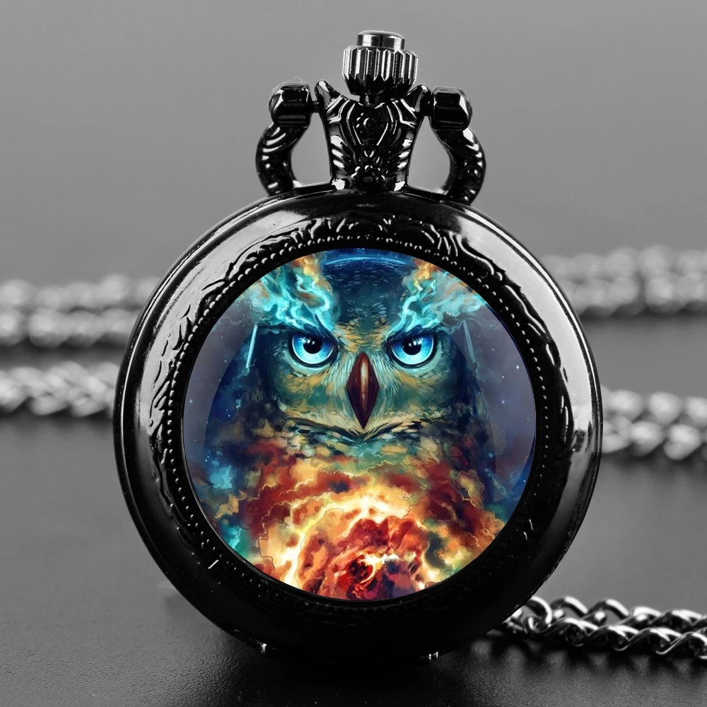 

Unique Cool Owl Pattern Retro Quartz Pocket Watch Necklace Clock Pendant Unisex Mens Kids Vintage Fob Watches Jewerry Gift