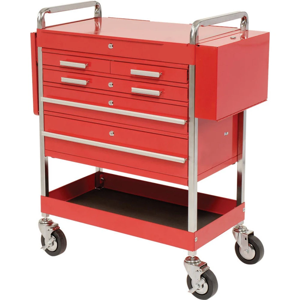 Red 5 Drawers High Quality Factory Tool Cabinet Workbench Garage Rolling Tool Cabinet