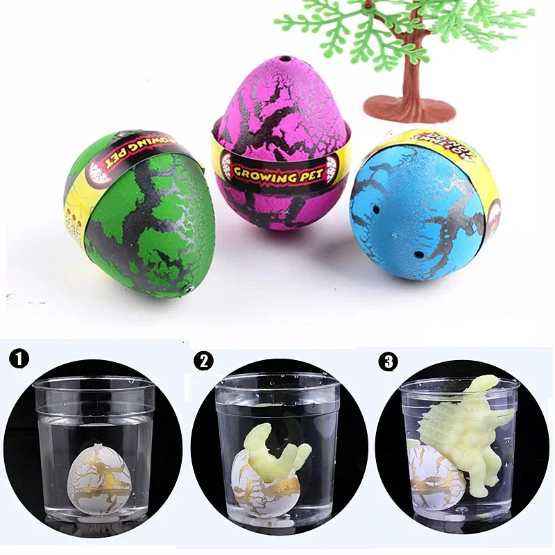 4PCS Mini Magic Hatching Growing Dinosaur Add Water Grow Egg Animal Breeding Process Educational Teach Funny Toys For Kid Boys