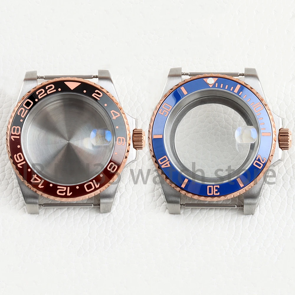 40mm NH35 Watch Case Sapphire Glass for Yacht-Master SUB GMT NH34 NH35 NH36 NH38 Movemnet Solid 316L Stainless Steel Case