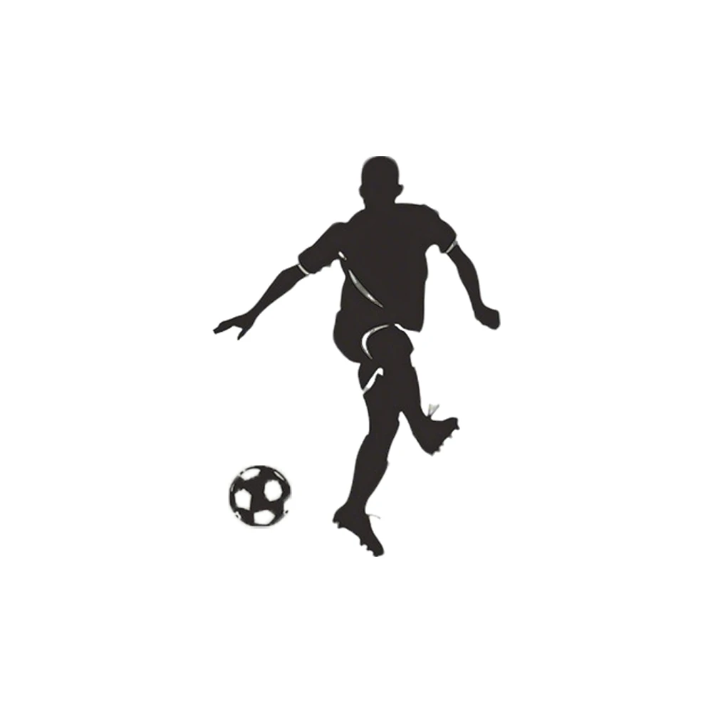 Black Silhouette Decal Representing Soccer Movement for Themed Spaces Including Gyms Training Rooms and Lounges