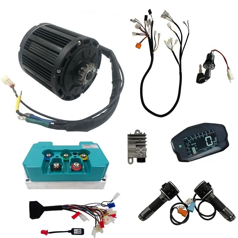 QS138-A 70H 3000W Mid-drive BLDC Motor with 428 Sprocket and Sinewave Controller with Phone App Program for Electric Vehicle