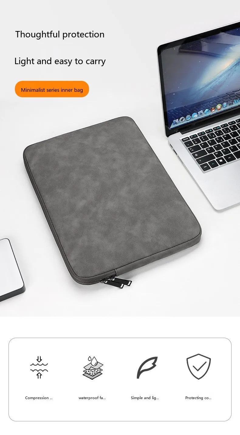 PU-Leder Laptop-Schutzhülle 13,3-15,6 Zoll Stoßfeste Schutztasche für MacBook Air Pro – Detail 1