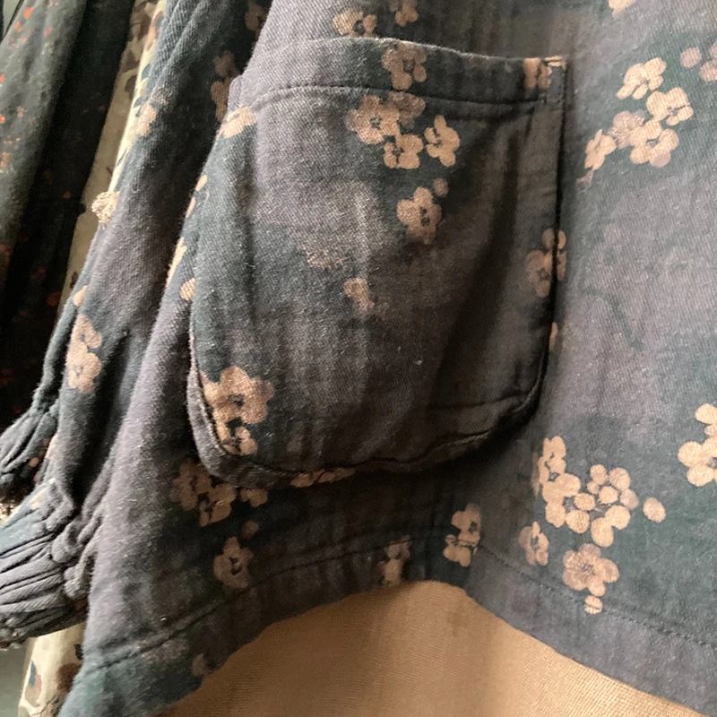 2025 جديد وصول ربيع الخريف المرأة عادية نوعية جيدة القطن الكتان هوديي البلوفرات كل مباراة خمر الأزهار البلوز T429 #5