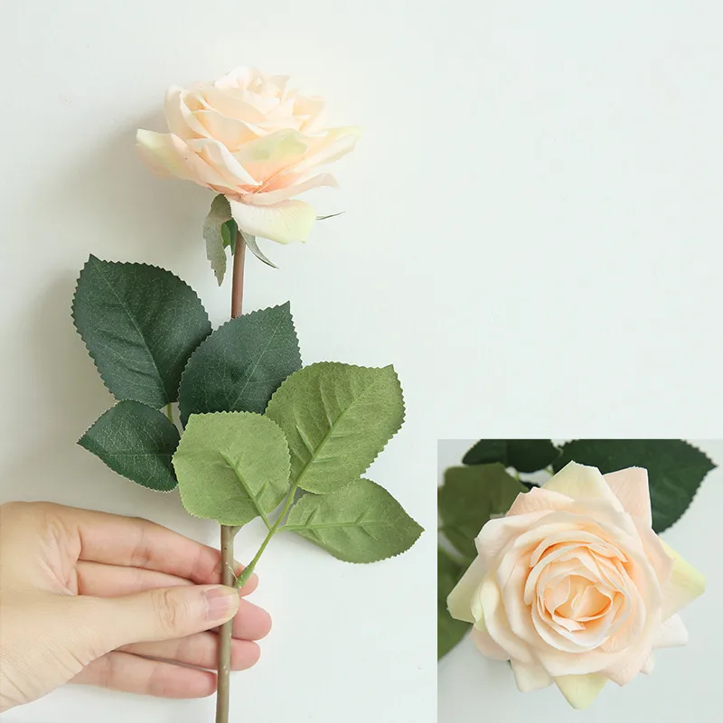 YO CHO 1 Head Pink Rose Artificial Flowers Silk Artificial Roses Real Touch Wedding Home Garden Decoration Fake Flower Bouquet