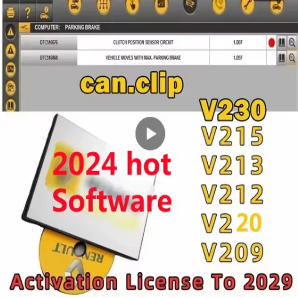 

2025 Newest SW V215 V212 V209 V220 For Renault Can Clip Diagnostic Tool Free Gifts +Reprog V191 +Dialogys V4.72 Automot ssad