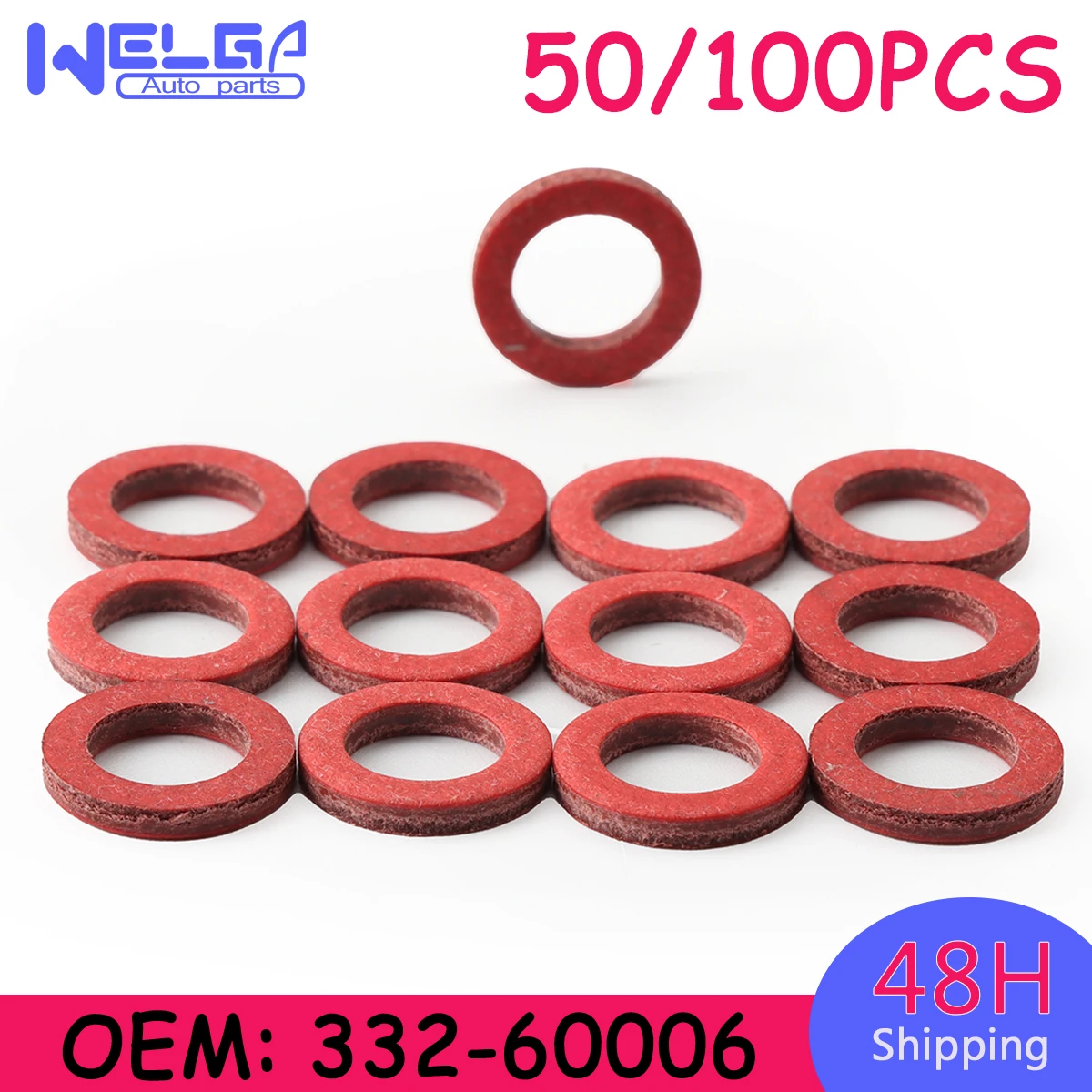 50/100 PCS 13×8.8×2mm 332-60006 332600060 Seal Gasket Lower Casing For Yamaha Hidea Outboard Motor Engine Parts Red Coat Motor