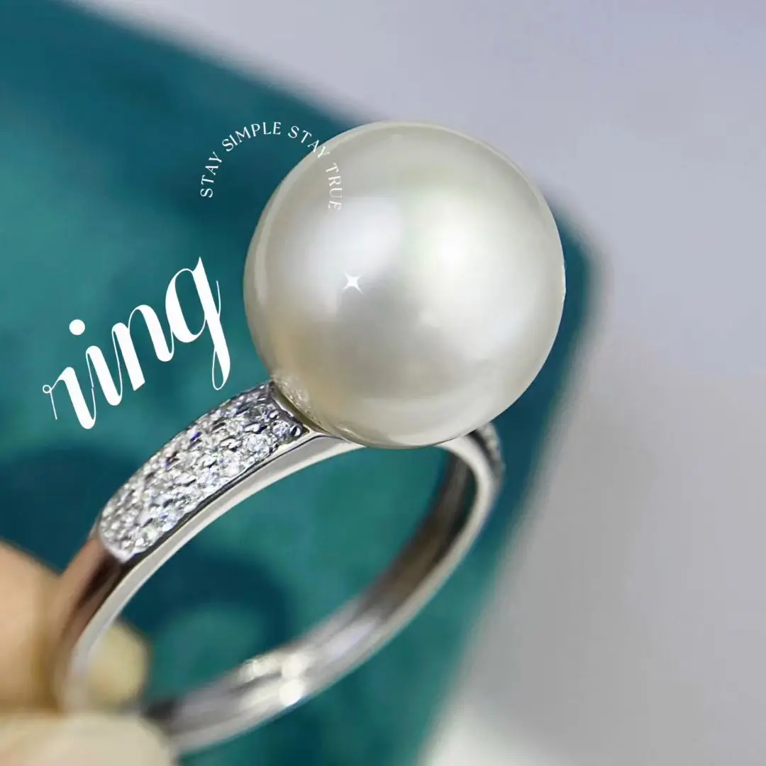 S925 Sterling Silver Adjustable Ring Mount Settings Findings Mountings Accessory Parts Fittings for 10-12mm Pearls 5pcs/lot