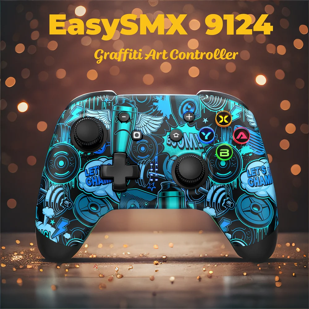 EasySMX 9124 Wireless Gamepad, Bluetooth Controller for Samsung Smart TV, PC, Nintendo Switch, Steam Deck, Phone, Graffiti