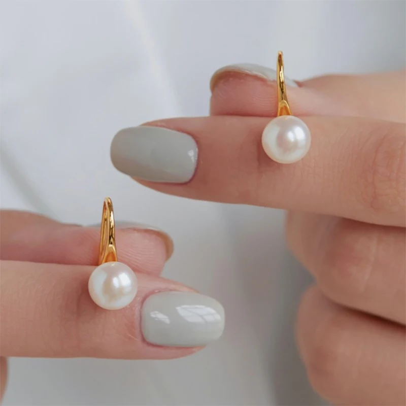 Foxanry Pearl Stud Earrings For Women Girls Minimalist New Fashion Creative Elegant Sweet Prevent Allergy Wedding Bride Jewelry