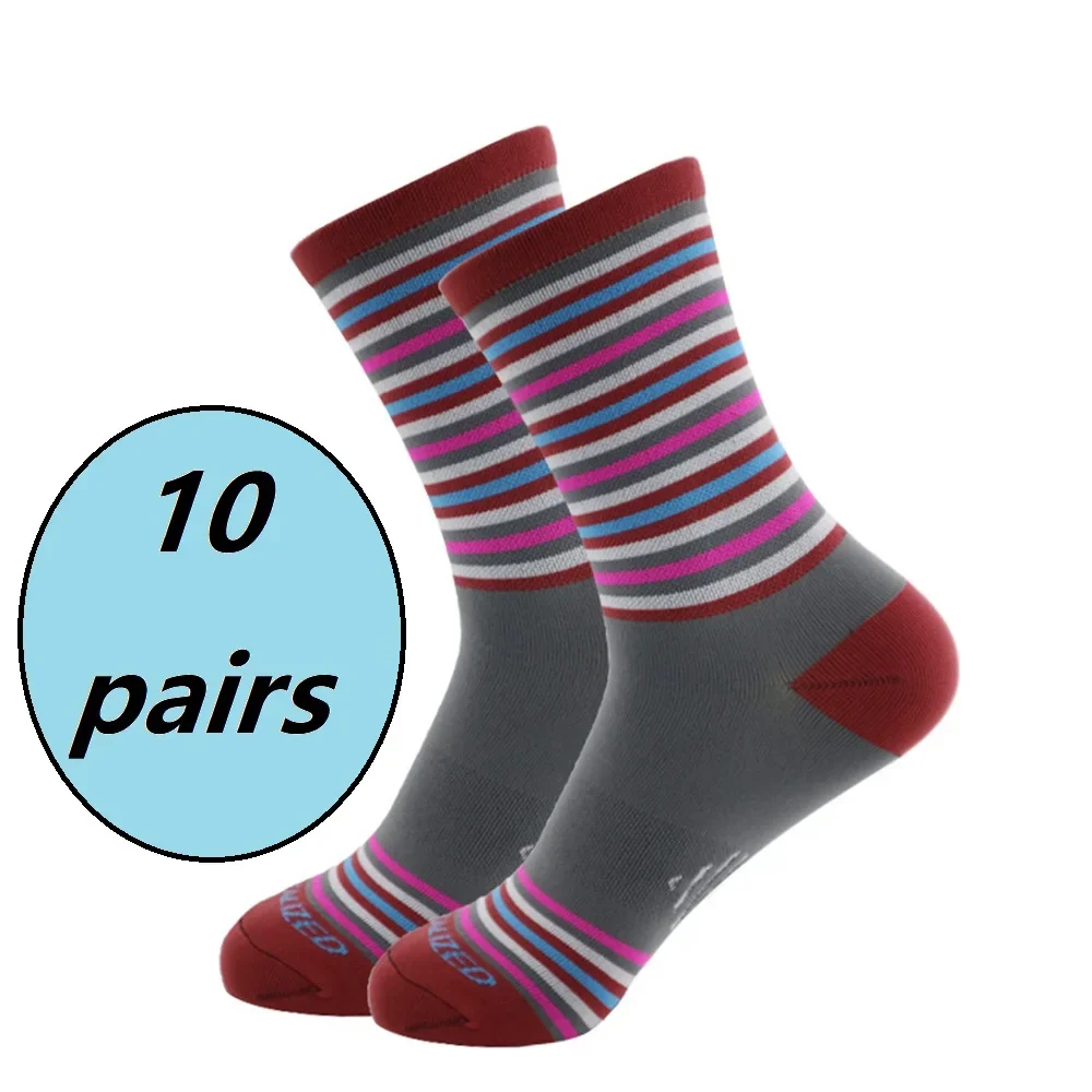 Chaussettes de cyclisme confortables pour hommes et femmes, chaussettes de sport à séchage rapide, chaussettes de course, 10 paires