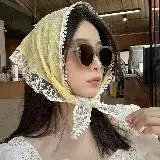 

Korean Style White Lace Headscarf - Women's Triangle Beach Scarf for Photography, Fashionable Hair Wrap & Boho Head Cover