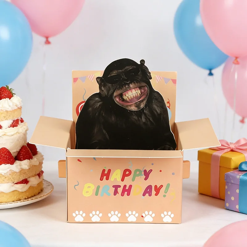3D-Pop-Up-Geburtstagskarte mit „Happy Birthday“, handgefertigte Einladungsgrußkarte aus Papier für Geburtstagsfeier, Hochzeit, Dekorationszubehör – Detail 4
