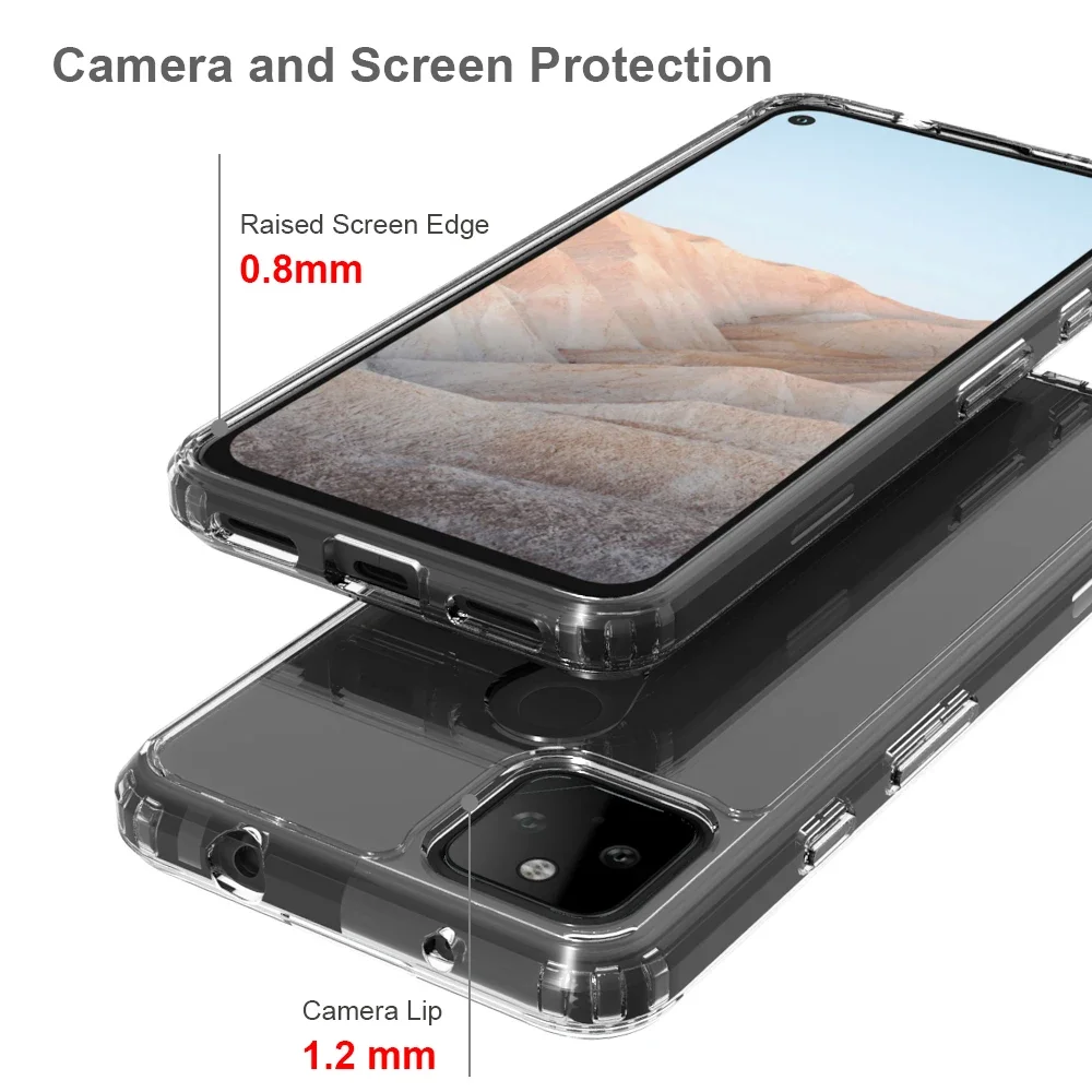 Hybrid Shockproof Cover Air Cushion Bag Case With Acrylic Crystal Clear Hard Back Shell For Google Pixel 5 / Google Pixel 5A 5G