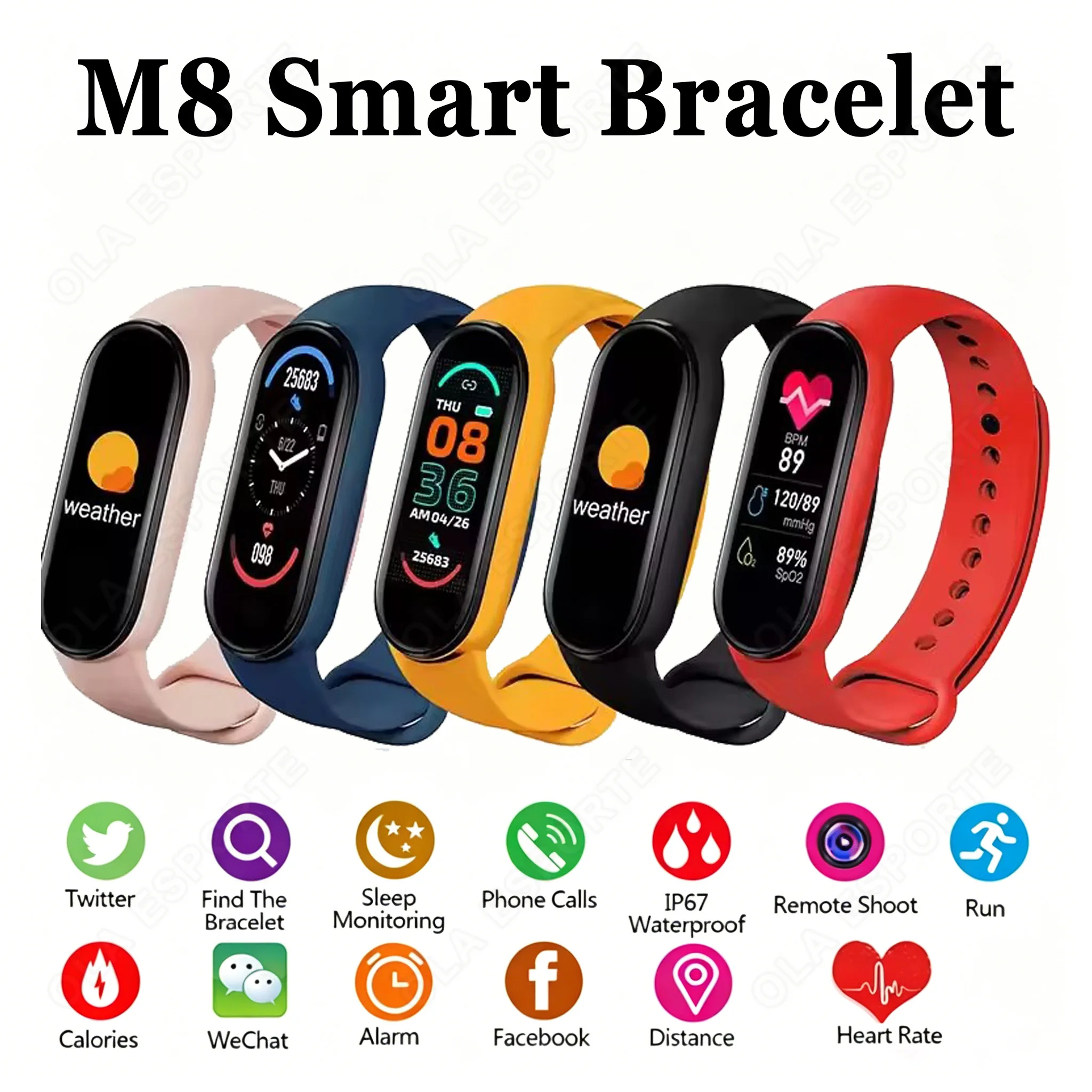 Neues Smart-Armband für Männer und Frauen, Fitness-Tracker, Smartwatch, Blutdruck- und Herzfrequenzmesser, Smartwatch für Android iOS HT30