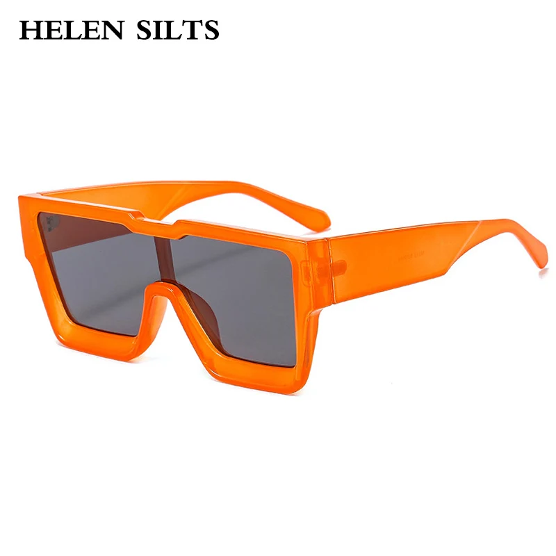 

Retro Oversized Square One Piece Women Sunglasses Fashion Brand Designer Men Shades UV400 Sun Glasses Green OrangeEyewear