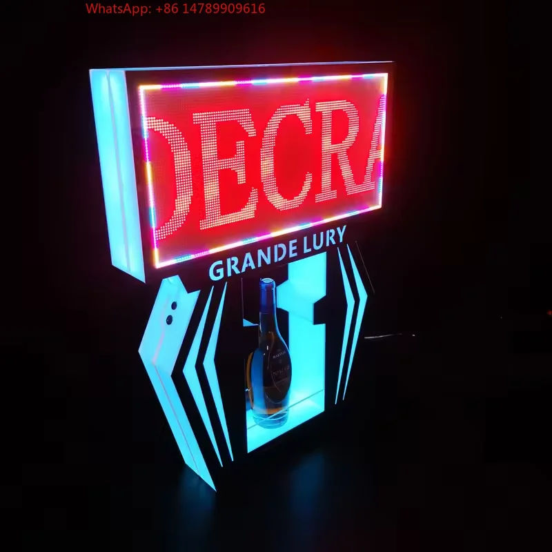 High-End Bespoke LED Bottle Display RackCustom Designed Modern LED Illuminated Acrylic Bottle Glorifier Night Bar Liquor Bottle