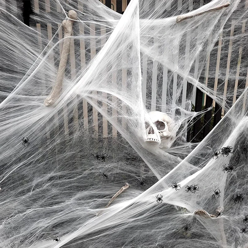 1-10 Bags Halloween Decor Artificial Spider Web Stretchy Cobweb Scary Party Halloween Decor for Bar Haunted House Scene Props