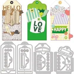 4Set 23Pcs Label Pocket Cutting Dies for DIY Scrapbooking Metal Bookmarks Bags Die Cuts Embossing Stencils Template for Paper